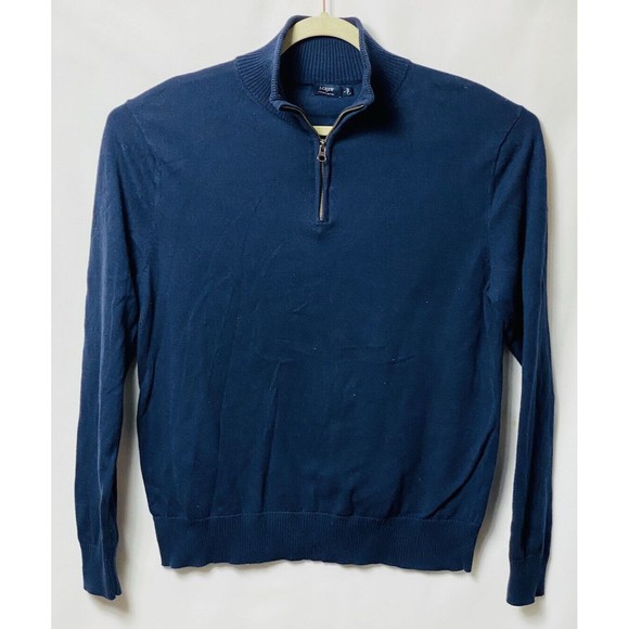 J. Crew Sweater Large 1/4 Zip Navy Harbor Cotton Men’s - Picture 1 of 3